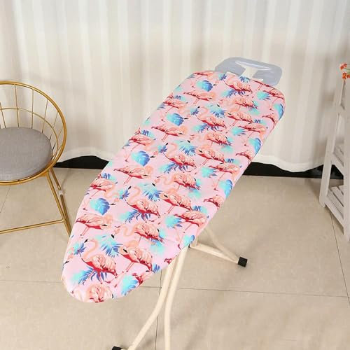 LIUBI Ironing Board Cover Ironing Board Pad Replacement Heat Resistant Small Ironing Board Cover Durable Elegant Printed Pink Flamingo