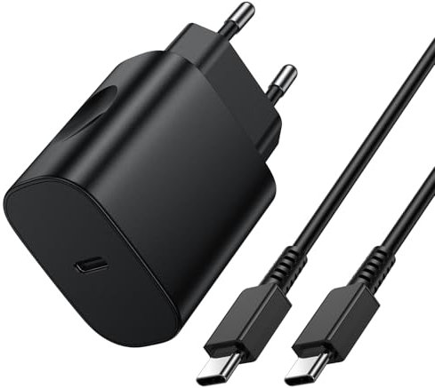 Cargador Carga Rapida Samsung, 25W USB C Cargador Rapido con 2M USBC Cable Compatible con Samsung Galaxy S24/S23/S22/S21 Ultra/Plus/S20/S20+/Note 20/10/9/8/A73/A55/A54/A53, Tipo C Cargado Cabezal