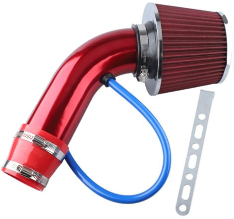 MJXTSUTH Filtro Aria Aspirazione Fredda per Ford Fiesta MK7 2011-2017,Fredda Prese d'Aria Alluminio con Filtro Tubo Sistema Filtraggio 76 mm Kit Accessori,A1-Red