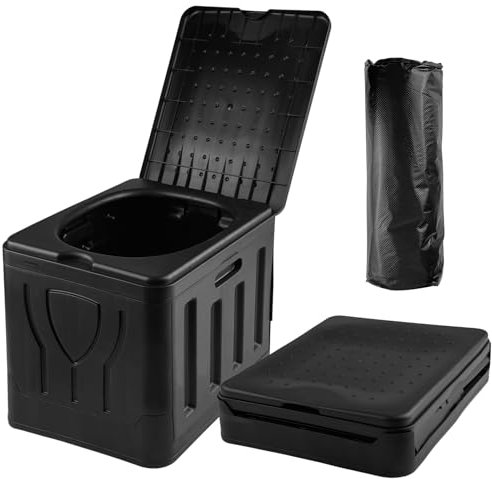 Sudnsadaks WC Portatil, Inodoro Portatil, Baño Portatil Adultos, WC Camping, Baño Seco Camper, Inodoro Plegable Camping WC, Soporta hasta 150 Kg para Camping, Autocaravana, Senderismo