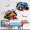 Decvictor Wandtattoo 3D Verrückter Rennwagen Wandaufkleber Lkw-Fahrzeuge Wandsticker Kinderzimmer Babyzimmer Jungenzimmer Wanddeko