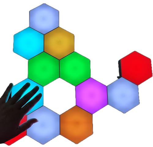 Sensory Hex Lights 6 Pack – Modular LED Wall Panels with Touch Control & Remote – USB Powered Stick-On RGB Panels for Gaming, Sensory Rooms, and Home Decor