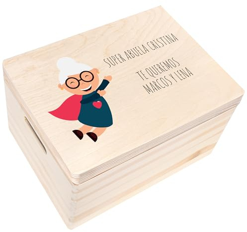Creative Deco Personalisierte Geschenke für Oma und Opa | Holzkiste mit Deckel 40 x 30 x 24 cm | Geschenkkiste Geschenkidee Geburtstag Ostern Großmuttertag Großvatertag