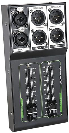 Studio-Monitorcontroller, passiver professioneller Lautstärkeregler, 1 Eingang, 2 Ausgänge, 70-mm-Fader für präzise Audiosteuerung, ideal für Studio- und -Audiosysteme