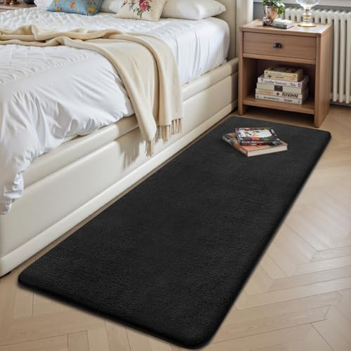 Sour Lemon Teppiche für Wohnzimmer, 60 x 200 cm, flauschiger Nachttisch für Schlafzimmer, Schwarz