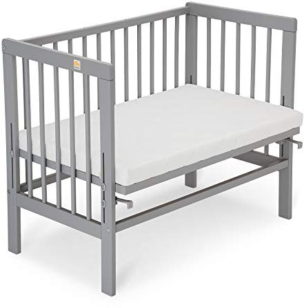 FabiMax Baby Beistellbett Basic, stufenlos höhenverstellbar, Buche massiv weiß lackiert (Matratze Air, Keine)
