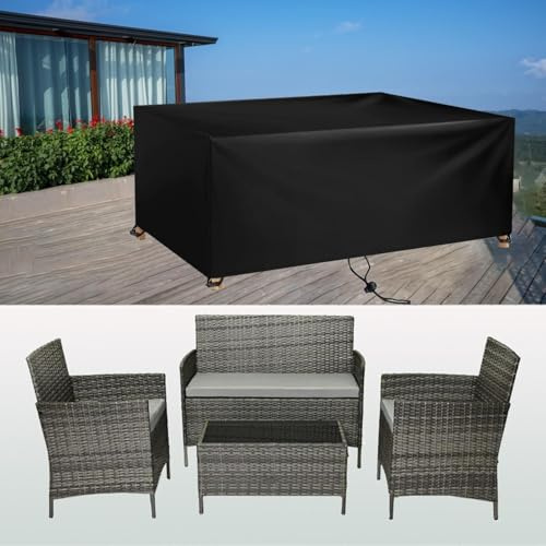 IUCUHE Garden Furniture Covers Waterproof,Cover for Rattan Furniture 300cm Anti-UV Fabric, Patio Table Cover Waterproof,Outdoor Table Covers Rectangle for Outside Rattan Sofa 300L X160W X100H/cm