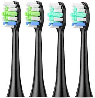 Ersatzbürstenköpfe für YUNCHI C3 Elektrische Zahnbürste – 4er Pack mit weichen Borsten, Schwarz