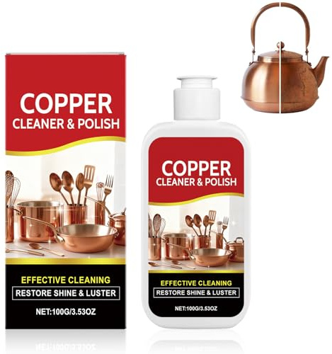 Kupfer Reiniger Politur Creme, Messing Politur, Edelstahl Reiniger,Schnelle Tiefenreinigung,Flecken und Verfärbungen von Kupfer,für Töpfe, Pfannen, Waschbecken, Antiquitäten Schmuck