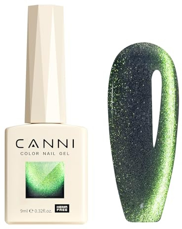 CANNI Esmaltes Semipermanentes de Uñas en Gel Ojo Gato Galaxia verde brillante