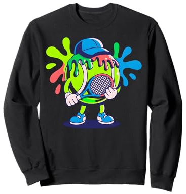 Lustiger Tennisball-Cartoon-Spieler, Tennis-F Sweatshirt