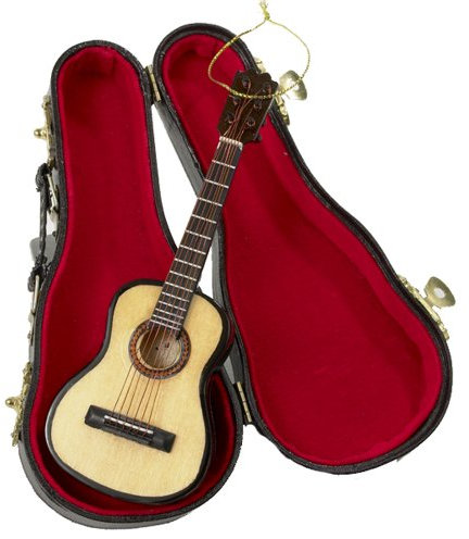 Kurt Adler Gitarre aus Holz mit Perlmutt, Weihnachtsschmuck (14,02 cm)