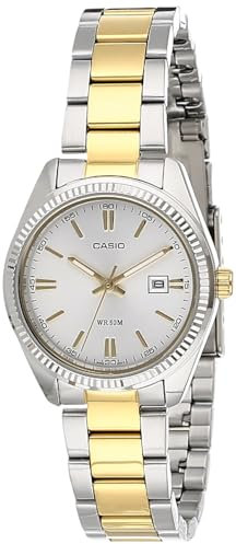 Casio - LTP-1302SG-7A - Classic - Montre Femme - Quartz Analogique - Cadran Argent - Bracelet Acier plaqué Bicolore