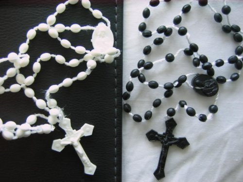 Rosary beads 2 x White/Black Plastic Prison Issue