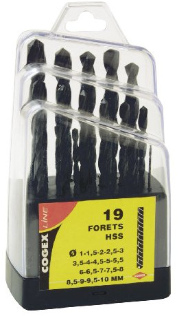 Cogex 24217 HSS-Bohrer, Metall, 19 Stück