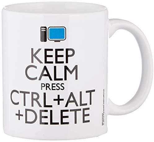 Keep Calm Taza, Cerámica, Blanco, 1 Unidad (Paquete de 1)