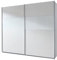 Rauch Möbel Quadra Kleiderschrank, Schwebetürenschrank, 2-türig, inkl. Zubehörpaket Basic 2 Einlegeböden 2 Kleiderstangen, Farbe Alpinweiß/Glas weiß, BxHxT 181x210x62cm