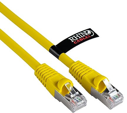 rhinocables CAT 6a Ethernet Cable | 10Gbps S/FT High-Speed & Large Bandwidth Data Transfer | Reliable LAN Network RJ45 Cable | Wi-Fi Broadband Cable for Seamless Gaming & Streaming (5m, Yellow)