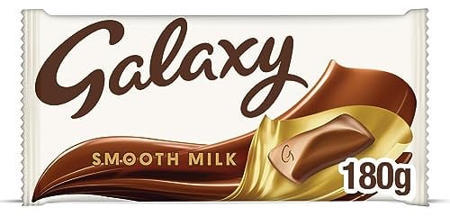 Galaxy Smooth Milk Chocolate Tablet Bar 180g – Milk Chocolate Tablet, Chocolate Block Gift, Sharing Chocolate Bar Block, Creamy Milk Chocolate Snack | Smooth Milk Chocolate Block, Vegetarian Confectionary, Movie Night Snack Treat, Baking Ingredient, Sweet Grocery Essential
