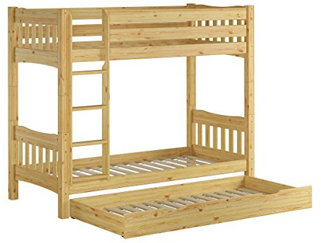 Erst-Holz®Etagenbett Bettkasten Kiefer Massivholz 90x200 cm mit 2 Rollroste 60.15-09 Ni100 S7