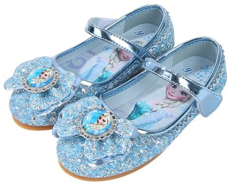 FStory&Winyee Mädchen Prinzessin Schuhe Kinder ELSA Sandalen Partei Glitzer Kristall Schuhe Mädchen Kostüm Zubehör Karneval Verkleidung Party Aufführung Fasching Tanzball, Blau, 36 EU