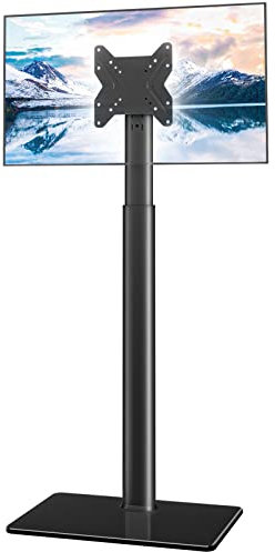 Universal TV Stand Monitor with Mount 100 Degree Swivel Height Adjustable and Tilt Function for 19 to 43 inch LCD, LED OLED TVs,Space Saving Standing Bedroom Living Room Corner,Black