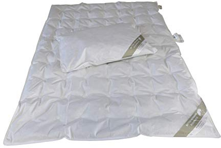 Hofmann Set Kinder Baby Sommer Daunendecke 100x135 cm + Kissen 40x60 100% Daunen