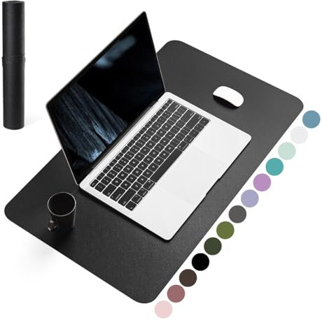 YSAGi Schreibtischunterlage, Mauspad mit Leder und Rutchfeste Wildleder, Multifunktionales Office Mousepad Laptop Schreibunterlage, Tisch-Schutz Unterlage für Büro/Home-Office (Schwarz, 60x35cm)