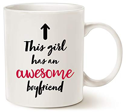 Funny Girlfriend Coffee Mug Christmas Gifts, This Girl Has an Awesome Boyfriend Best Valentines Day Gifts for Girlfriend Women, Unique Present Ideas for Her Cup White, 11 Oz