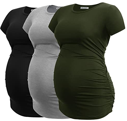 Smallshow Donne maternità Abbigliamento Top Camicia Abbigliamento Gravidanza 3-Pack