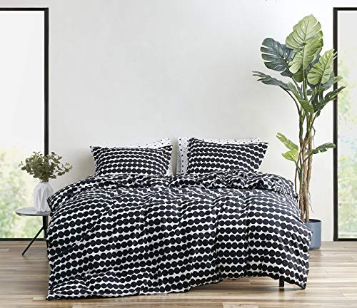 Marimekko Tröster-Set Weiche Baumwoll-Bettwäsche mit passenden Kissenbezügen, ganzjähriges Heimdekor, 100, Rasymatto Black, King