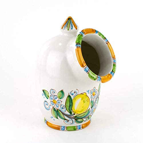CEAR ceramiche - Saliera Barattolo in Ceramica siciliana di Caltagirone, Decorata a Mano con Stile Artigianale