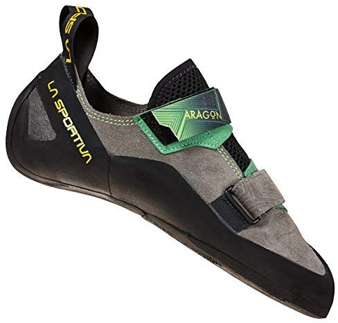 LA SPORTIVA M Aragon Grau - Bequeme vielseitige Herren Kletterschuhe, Größe EU 42.5 - Farbe Clay - Jasmine Green