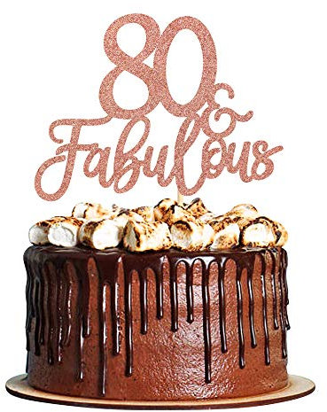 3Pcs Fabulous 80th Birthday & Anniversary Cake Toppers for 80th Party Decorations