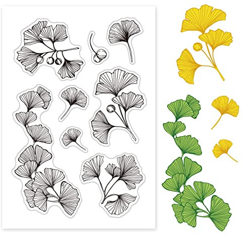 GLOBLELAND Ginkgo-Blätter, transparente Stempel, Silikonstempel, Karten, Ginkgo-Pflanze, klare Stempel für Kartenherstellung, Dekoration und DIY Scrapbooking