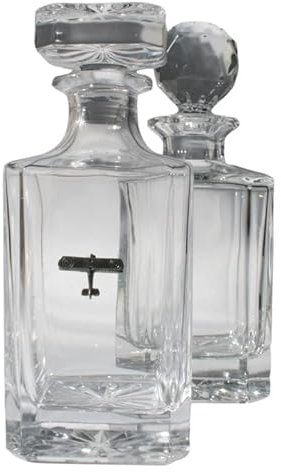 Biplane Cut Crystal Glass Decanter & Golf Ball Style Stopper 33