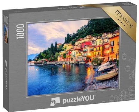 puzzleYOU: Puzzle 1000 Teile „Abendlicht über der Altstadt von Menaggio am Comer See, Italien“ – aus der Puzzle-Kollektion Italien