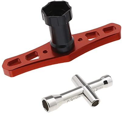 2pcs Outils d'installation Clé à Douille à Écrou Hexagonal 17mm et Outil de Réparation Clé de Roue 4/5/5,5/7mm pour Voiture 1/8 RC