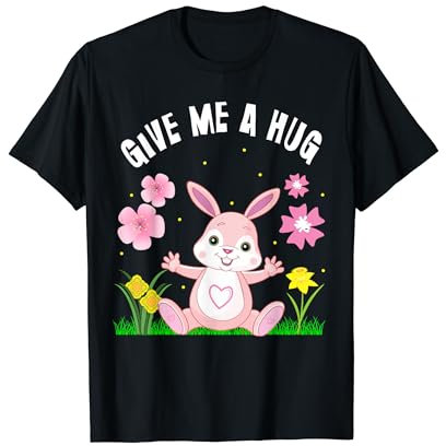 Give Me A Hug Süßer Osterhase Pastell Blumen und Herz T-Shirt