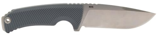 SOG Tellus FX Full-Sized Fixed Blade Knife 4.2 Full-Tang CRYO 440C Steel Blade GRN Handle UMS Compatible Sheath, Wolf Gray