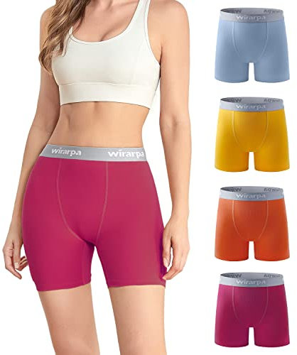 wirarpa Radlerhose Damen Baumwolle Boxershorts Hose unter Kleid Radler Lange Unterhose Mehrfarbig 4er Pack Größe XXL