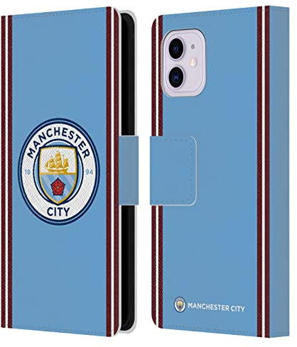 Head Case Designs Officially Licensed Manchester City Man City FC Home 2022/23 Badge Kit Leather Wallet Case Compatible With Apple iPhone 11