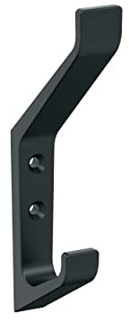 Amerock H37003MB | Emerge Double Prong Decorative Wall Hook | Matte Black Hook for Coats, Hats, Backpacks, Bags | Hooks for Bathroom, Bedroom, Closet, Entryway, Laundry Room, Office