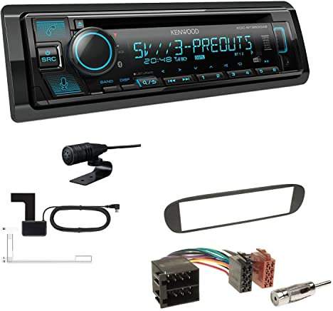 Kenwood KDC-BT960DAB 1-DIN Autoradio CD-Tuner mit Bluetooth Digitalradio DAB+ inkl. Einbauset passend für FIAT Barchetta 1995-2005 schwarz