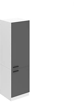 Belini Frigorifero Armadio Alto Cucina SSL. 60 cm di larghezza e 204 cm di altezza Armadio a muro per frigorifero con 2 ante, Argento opaco