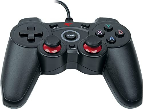 SCHWAIGER GPC18 Universal Gaming Controller Joystick Gamer für PC Playstation 3 Android Smart TV mit USB 2.0 A Stecker Vibration kabelgebunden 1,8m schwarz
