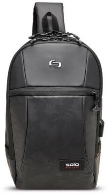 Solo New York Tablet-Schultertasche für Damen und Herren, Crossbody-Tasche für Reisen, Wandern, verstellbarer Schultergurt, RFID-Schutz, passend für 12,9-Zoll-Tablets - GLHF, Schwarz, Schwarz