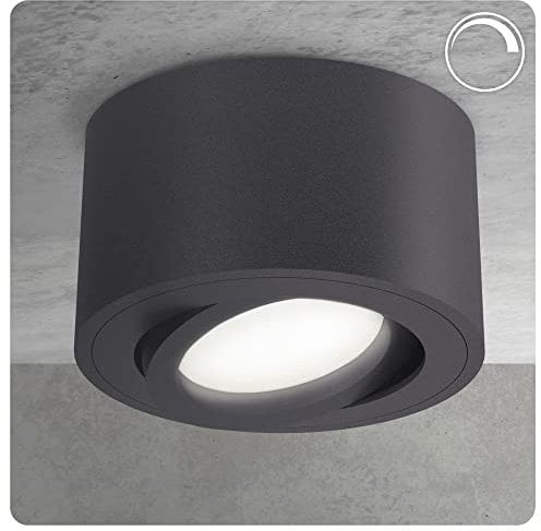 SSC-LUXon Aufbau Spot Strahler CELI-1N dimmbar LED anthrazit mit LED Modul 5W neutralweiß 230V - Deckenleuchte klein rund schwenkbar