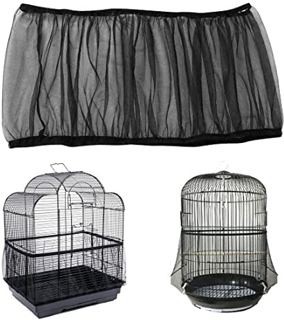LICHUANUK Abdeckungen für Vogelkäfige,vogelkäfig schmutzfang,Vogelkäfig Samenfänger,für Käfige mit einem Umfang von 140-220 cm für Rund Quadratisch Käfig,schwarz,L