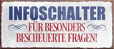 Magnet ''Infoschalter für besonders bescheuerte Fragen'' 9,3x4cm Geschenk Lustige Sprüche Feier Vintage Retro Geburtstag Deko Party Überraschung Fan Büro Chef Angestellter Arbeit Job